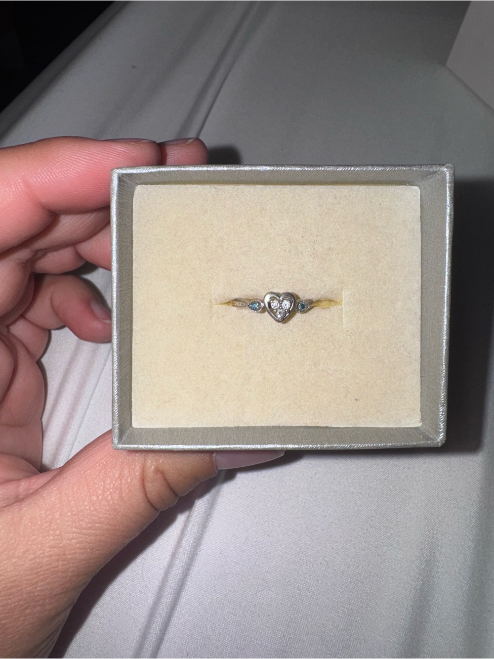 Zales Heart Ring with Blue Accent Stones